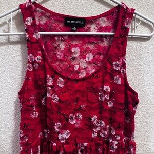 My Michelle Red Floral Lace Top